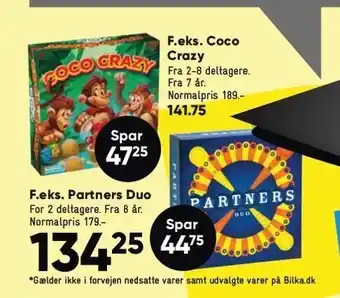 Bilka F. eks. coco crazy eller f. eks. partners duo tilbud