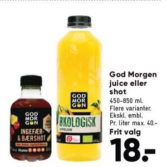 Bilka God morgen juice eller shot tilbud