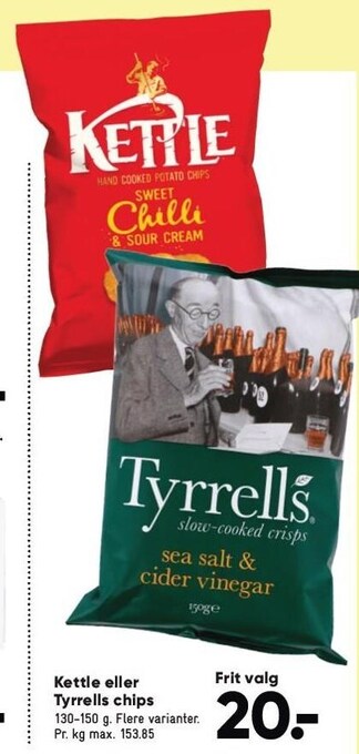 Bilka Kettle eller tyrrells chips tilbud