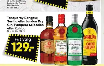 Bilka Tanqueray rangpur sevilla eller london dry gin, pampero selección eller kahlua tilbud