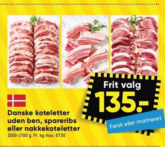 Bilka Danske koteletter uden ben, spareribs eller nakkekoteletter tilbud