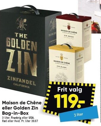 Bilka Maison de chêne eller golden zin bag-in-box tilbud