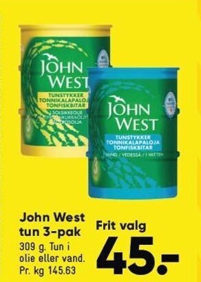 Bilka John west tun 3-pak tilbud