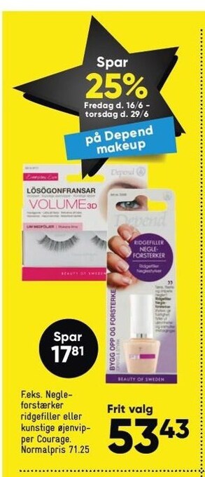Bilka Spar 25% på depend makeup tilbud