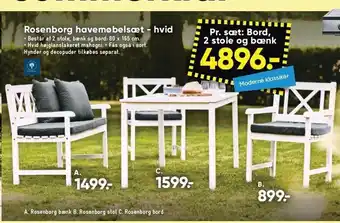 Bilka Rosenborg havemøbelsæt - hvid tilbud