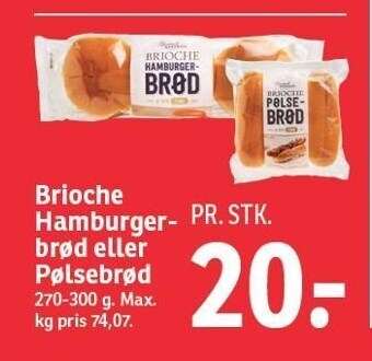 Brioche hamburgerbrød eller pølsebrød