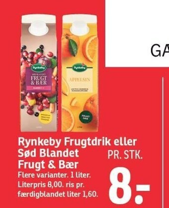 SPAR Rynkeby frugtdrik eller sød blandet frugt & bær tilbud