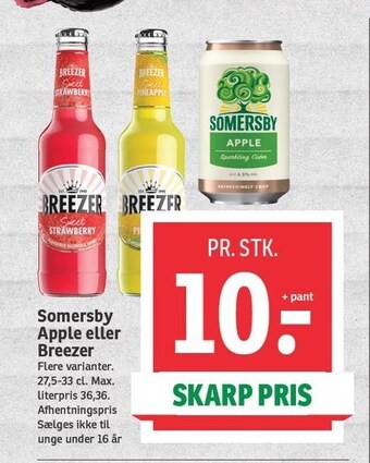 SPAR Somersby apple eller breezer tilbud