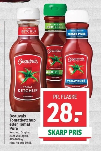 SPAR Beauvais tomatketchup eller tomat puré tilbud