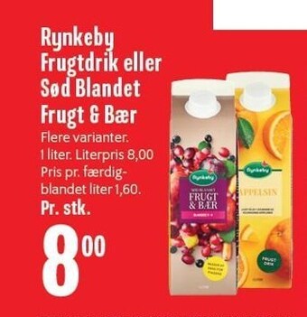 Min Købmand Rynkeby frugtdrik eller sød blandet frugt & bær tilbud