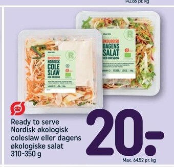 REMA 1000 Ready to serve nordisk økologisk coleslaw eller dagens økologiske salat tilbud