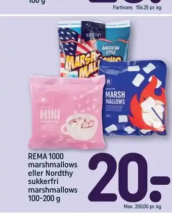 REMA 1000 Rema 1000 marshmallows eller nordthy sukkerfri marshmallows tilbud