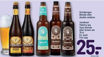 REMA 1000 Grimbergen blonde el. double-ambré el. jacobsen ipa, blonse el. brown ale tilbud
