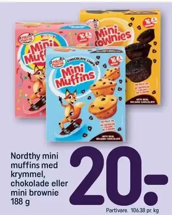 REMA 1000 Nordthy mini muffins m. krymmel, chokolade el. mini brownie tilbud