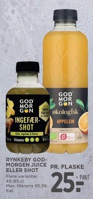 MENY Rynkeby godmorgen juice eller shot tilbud