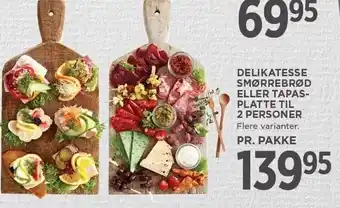 MENY Delikatesse smørrebrød eller tapasplatte til 2 personer tilbud