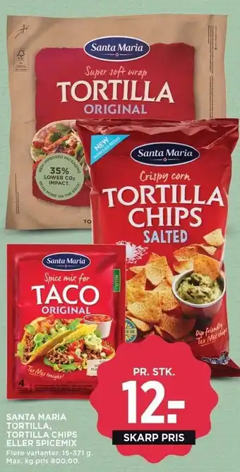 MENY Santa maria tortilla, tortilla cips eller spicemix tilbud