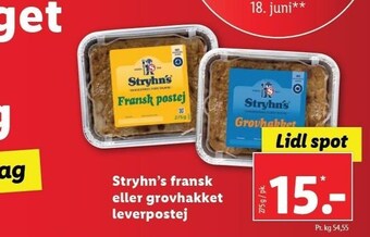 Lidl Stryhn's fransk eller grovhakket leverpostej tilbud