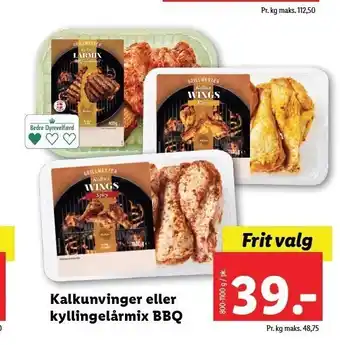 Lidl Kalkunvinger eller kyllingelårmix bbq tilbud