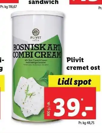 Lidl Plivit cremet ost tilbud