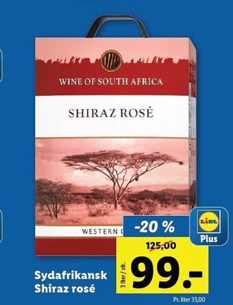 Lidl Sydafrikansk shiraz rosé tilbud