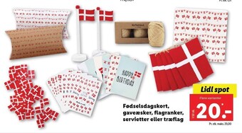 Fødselsdagskort, gaveæsker, flagranker, servietter eller træflag
