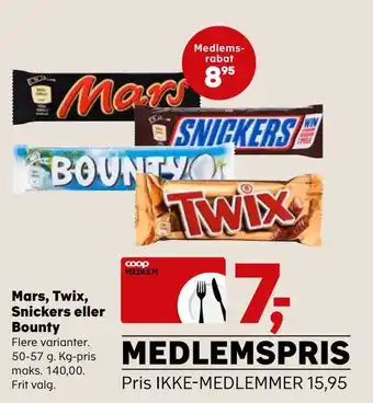 Kvickly Mars, twix, snickers eller bounty tilbud