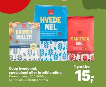 SuperBrugsen Coop hvedemel, specialmel eller brødblanding tilbud