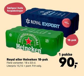 SuperBrugsen Royal eller heineken 18-pak tilbud