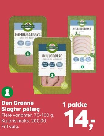 Kvickly Den grønne slagter pålæg tilbud