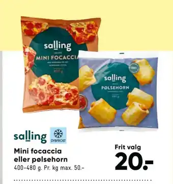 Bilka Mini focaccia eller pølsehorn tilbud
