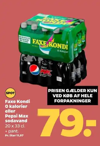 Netto Faxe kondi o kalorier eller pepsi max sodavand tilbud