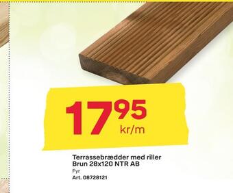 Terrassebrædder med riller brun 28x120 ntr ab