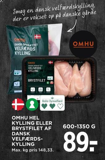 MENY Omhu hel kylling eller brystfilet af dansk velfærdskylling tilbud