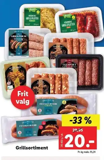 Lidl Grillsortiment, flere varianter tilbud