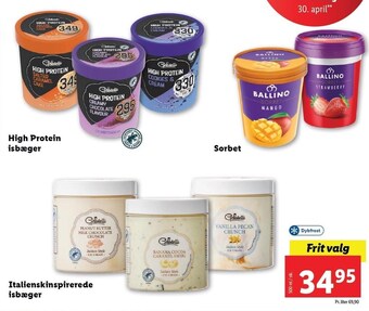 Lidl High protein isbæger, sorbet el. italienskinspirerede isbæger tilbud