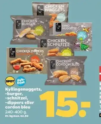 Netto Kyllingenuggets, -burger, -schnitzel, -dippers el. cordon bleu tilbud