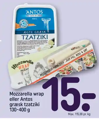 REMA 1000 Mozzarella wrap eller antos græsk tzatziki tilbud