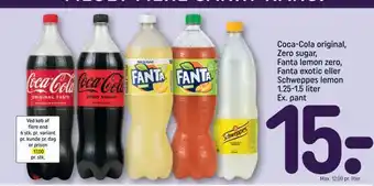 REMA 1000 Coca-cola original, zero sugar, fanta lemon zero, fanta exotic eller schweppes lemon tilbud