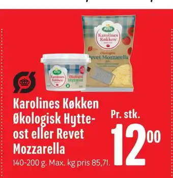 Min Købmand Karolines køkken økologisk hytte ost eller revet mozzarella tilbud