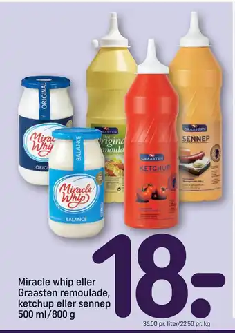 REMA 1000 Miracle whip eller graasten remoulade, ketchup eller sennep tilbud