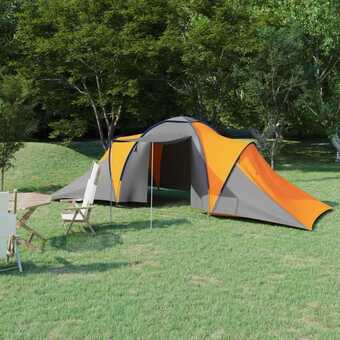 Bolig Center Campingtelt 6 personer grå og orange tilbud