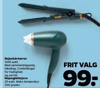Rejsehårtørrer el. rejseglattejern