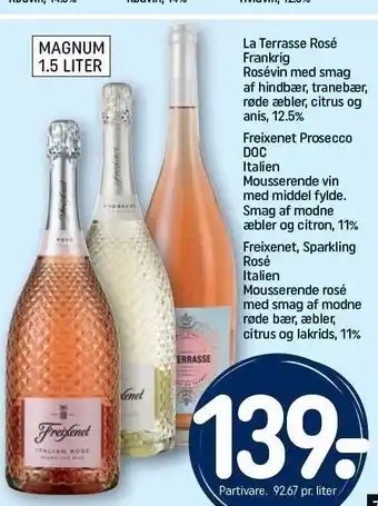 REMA 1000 La terrasse rosé, freixenet prosecco eller freixenet sparkling rosé tilbud
