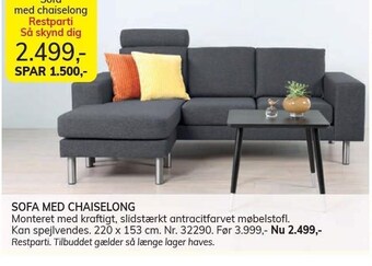 Daells Bolighus Sofa med chaiselong tilbud