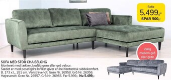 Daells Bolighus Sofa med stor chaiselong tilbud