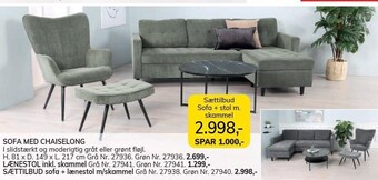 Daells Bolighus Sofa med chaiselong tilbud