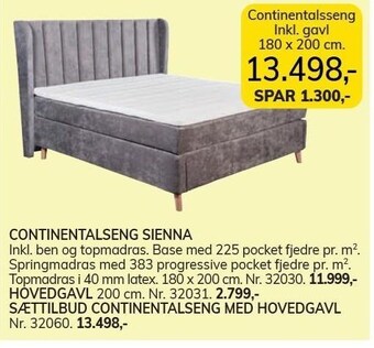 Daells Bolighus Continentalseng sienna tilbud