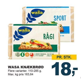 Let-Køb Wasa knækbrød - flere varianter tilbud