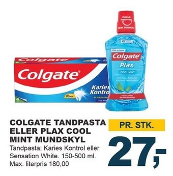 Let-Køb Colgate tandpasta eller plax cool mint mundskyl tilbud